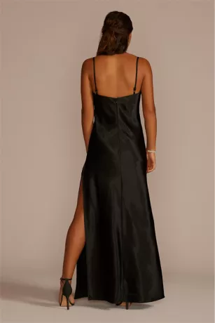 Rhinestone Trimmed Satin Sheath Dress - Image 2