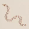 Pearl And Cubic Zirconia Crystal Leaves Bracelet
