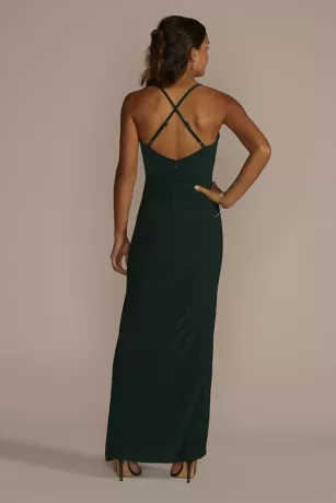 Cowl Neck Stretch Jersey Long Sheath Dress - Image 2