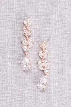 Laurel Leaf Cubic Zirconia Drop Earrings
