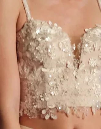 3D Floral Sweetheart Spaghetti Strap Separates Top - Image 4