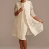 Plus Short Dress And Jacket With Lace Detail