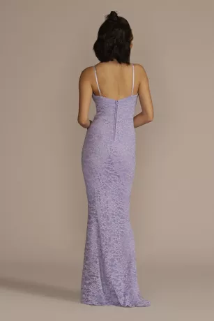 V-Neck Glitter Lace Sheath With Illusion Waist - Image 2