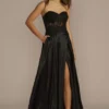 Strapless Illusion Lace Applique Satin A-Line