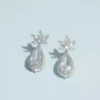 Cubic Zirconia Teardrop Leaf Earrings