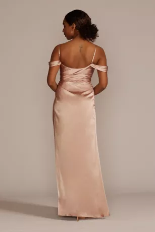 Charmeuse Cowl Bridesmaid Dress With Swag Sleeves - Image 2