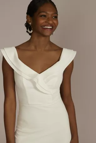 Short Ruffled Stretch Crepe Dress - Image 3