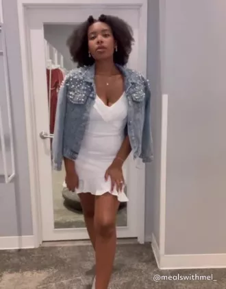 Short Ruffled Stretch Crepe Dress - Image 5