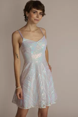 Short Iridescent Sequin A-Line Dress - Image 3