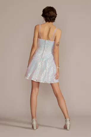 Short Iridescent Sequin A-Line Dress - Image 2