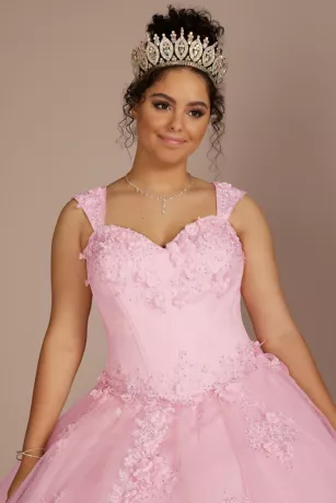 3-Piece Floral Glitter Corset Quince Ball Gown - Image 6