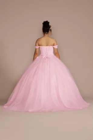 3-Piece Floral Glitter Corset Quince Ball Gown - Image 2