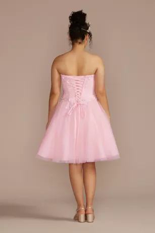 3-Piece Floral Glitter Corset Quince Ball Gown - Image 4