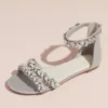 Jeweled Metallic Ankle Strap Flat Sandals