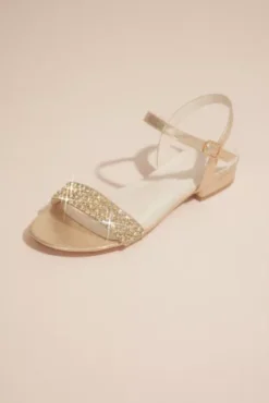 Embellished Low Block Heel Sandal With Ankle Strap