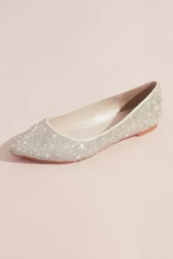 Crystal And Iridescent Stone Ballet Flats