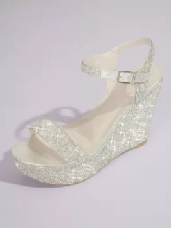 Allover Crystal Embellished Platform Wedges
