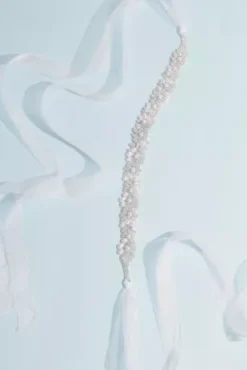 Crystal And Freshwater Pearl Filigree Leaf Sash