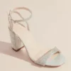 Sparkly Minimalist Ankle Strap Block Heel Sandals