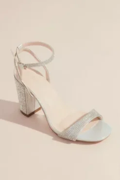 Sparkly Minimalist Ankle Strap Block Heel Sandals