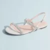 Satin And Crystal Quarter-Strap Flat Sandals