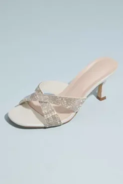 Metallic Square-Toe Crisscross Mules