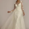 Beaded Sheath Wedding Dress With Overskirt