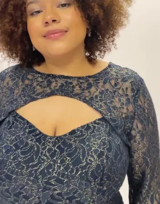 Metallic Foil Lace Mermaid With Cropped Popover - Image 6