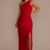 One-Shoulder Crepe Sheath With Slit
