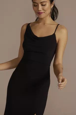 Asymmetrical Cowl Neck Jersey Sheath Dress - Image 3