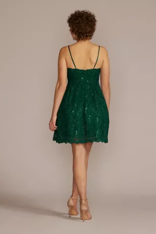 Spaghetti Strap Allover Lace Mini A-Line - Image 2