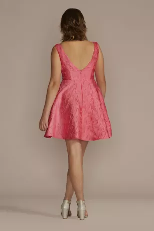 Short Jacquard A-Line Dress With Cutout - Image 2