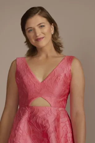 Short Jacquard A-Line Dress With Cutout - Image 3