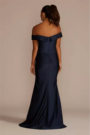 Sweetheart Off The Shoulder Stretch Satin Dress - Image 2