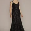 Patterned Stretch Sequin Mermaid Gown