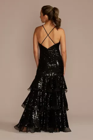 V-Neck Sequin Tiered Mermaid Dress - Image 2