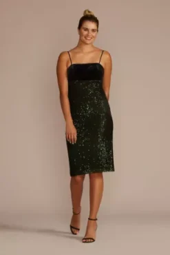 Empire Waist Velvet And Sequin Midi Dress