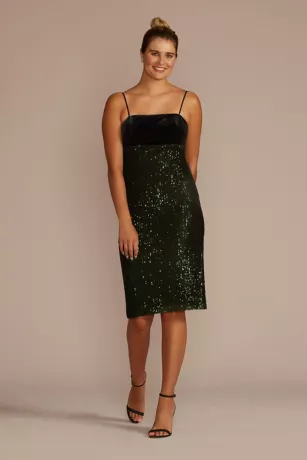 Empire Waist Velvet And Sequin Midi Dress