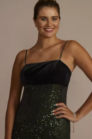 Empire Waist Velvet And Sequin Midi Dress - Image 3