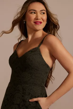 High-Low Corded Lace A-Line Dress - Image 3