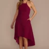 Halter Crepe High-Low Dress