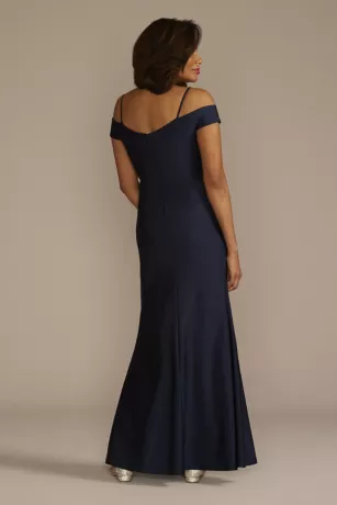 Off-the-Shoulder Ruched Sheath With Buttons - Image 2