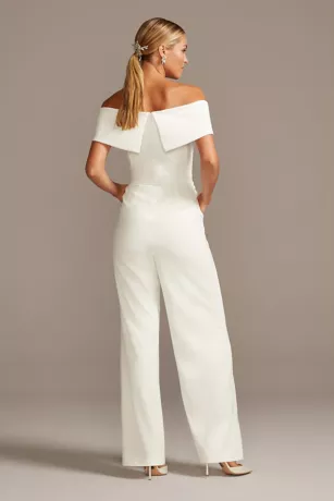 Cuffed Off-the-Shoulder Stretch Crepe Jumpsuit - Image 2