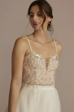 3D Floral Sweetheart Spaghetti Strap Separates Top