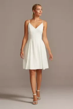 Spaghetti Strap Crepe Plus Fit-and-Flare Dress