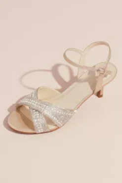 Crisscross Crystal Ankle Strap Heeled Sandals