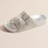 Two-Strap Crystal Footbed Slide Sandals