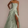 Jacquard Cowl Neck Bridesmaid Dress