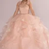 Ruffle Tulle Quince Dress With Convertible Straps
