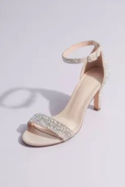 Pearl And Iridescent Crystal One-Band Mid Heels
